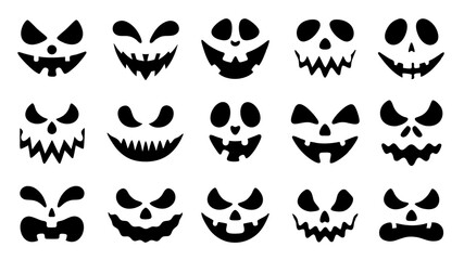 Set of Halloween scary pumpkins cut