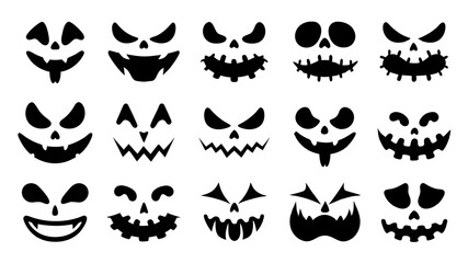 Fototapeta premium Set of Halloween scary pumpkins cut