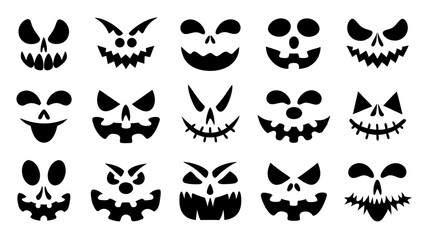 Set of Halloween scary pumpkins cut