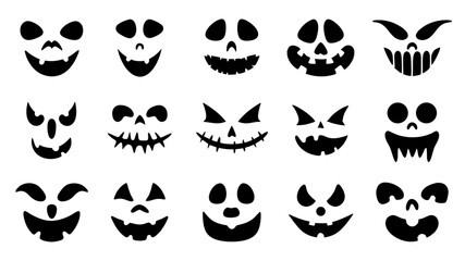 Set of Halloween scary pumpkins cut
