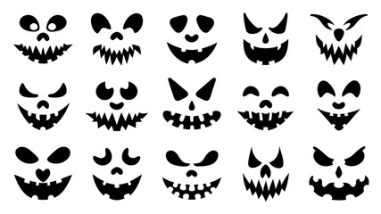 Fototapeta premium Set of Halloween scary pumpkins cut