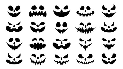 Set of Halloween scary pumpkins cut