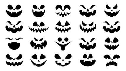 Set of Halloween scary pumpkins cut