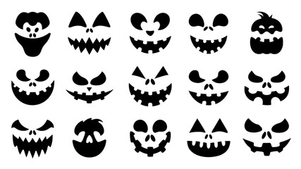 Set of Halloween scary pumpkins cut