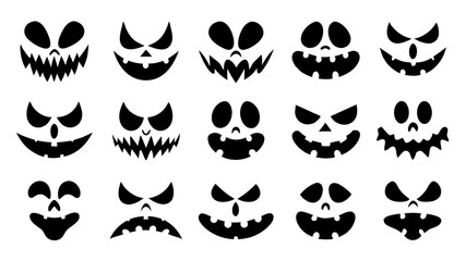 Fototapeta premium Set of Halloween scary pumpkins cut
