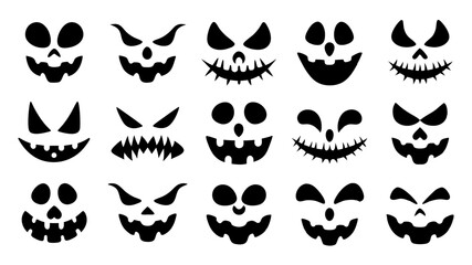 Set of Halloween scary pumpkins cut