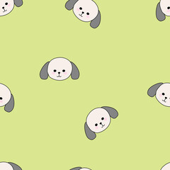Vector seamless pattern with cute puppy faces. Hand-drawn dogs face concept. Cute animal design cards, texture for fabric, wrapping, textile, wallpaper, apparel and phone cases.