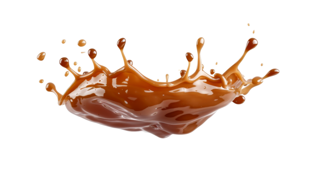 Caramel sauce splash isolated on white back