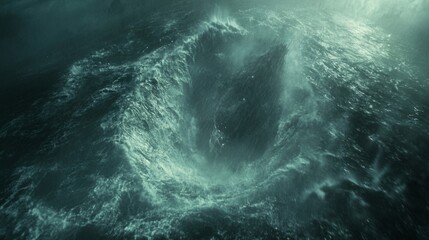 Dark Teal Swirling Ocean Vortex