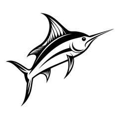 Marlin fish vector illustration for sport fishing logo design and ocean wildlife art project graphic element isolated on transparent background