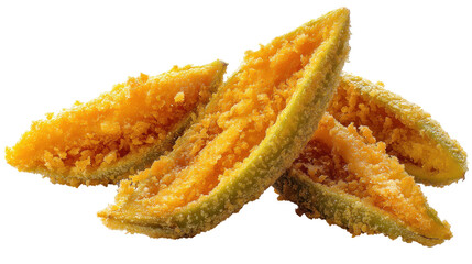 Delicious batter-fried pumpkin slices, perfect for snacking. transparent background
