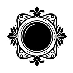 Elegant Black and White Decorative Frame, Flourish Design