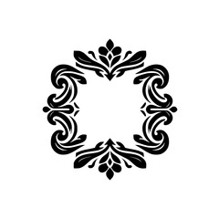 Decorative Black & White Ornate Frame on White Background
