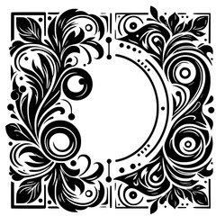 Elegant Black and White Floral Frame Design