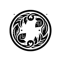 Black & White Floral Mandala: Decorative Vector Design Element