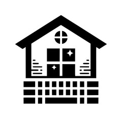 Clean Home & Property Symbol: Abstract Black & White Icon