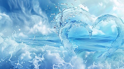 Blue Wave Love Heart Ocean Wedding Background: A Serene Symphony of Love and Marine Elegance