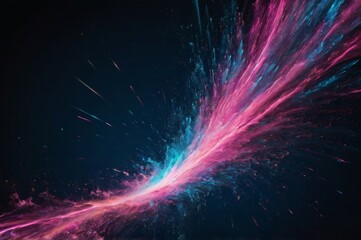 Fototapeta premium Abstract cosmic background with pink and blue light trails resembling explosion and hyper jump into another galaxy