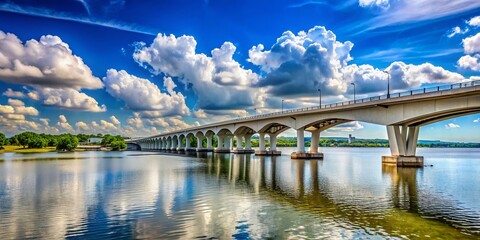 Woodrow Wilson Bridge Panorama, National Harbor, Maryland, USA - Potomac River Crossing