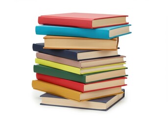 Stack of colorful books isolate on white background