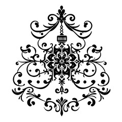 Elegant Black & White Floral Damask Vector Illustration