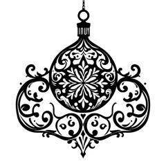 Ornate Black & White Ornament Vector, Detailed Scrollwork Design