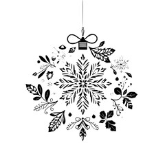 Elegant Christmas Ornament with Snowflake and Floral Elements © MatandSterre