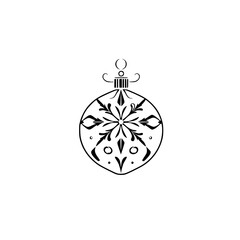 Fototapeta premium Minimalist Christmas Ornament Graphic, Black & White, Vector Design