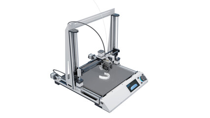 3D printing creates a jaw with teeth with unprecedented precision. The future of modern dentistry. Isolated on a transparent background. 3D illustration.