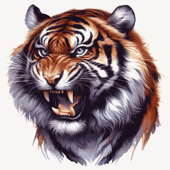 Inferno Stripes Flow tiger angry isolated watercolor vector illustration svg 