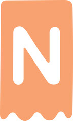 vector illustration of letter N pennant