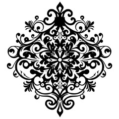 Elegant Black & White Floral Damask Pattern - Decorative Vector Design