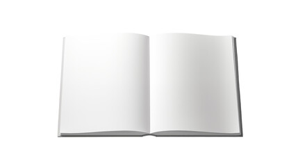 Open book with blank pages ready for writing or drawing on pages isolated on transparent background	