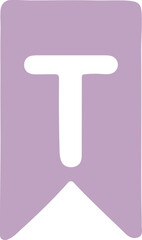 vector illustration of letter T pennant