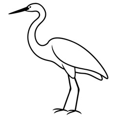 Graceful Heron Silhouette in Line Art