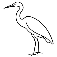 Graceful Heron Silhouette in Line Art