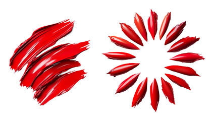 Lipstick strokes in red shades with empty space on a Transparent Background