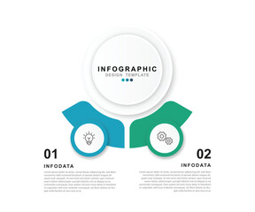 Vector Infographic label design template with icons and 2 options or steps.