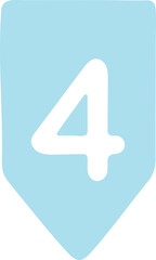 vector illustration of a number 4 pennant