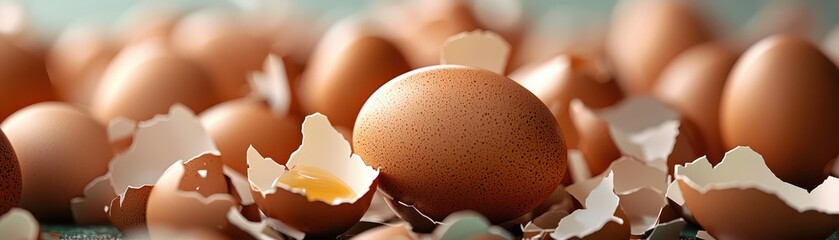 Single unique egg stands out from the group, detailed look at one egg amidst many