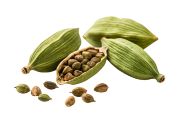 Aromatic Green Cardamom Pods Seeds Rich Spices Vibrant Close up Shot