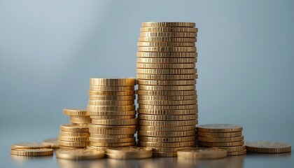 Stacks of Golden Coins Representing Financial Growth and Wealth