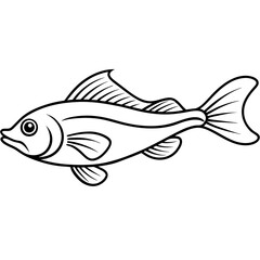 Minimalist Lanternfish Vector Line Art