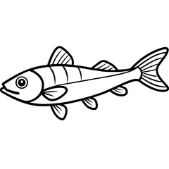Minimalist Lanternfish Vector Line Art