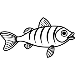 Minimalist Lanternfish Vector Line Art