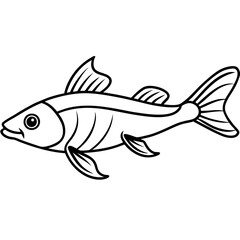Minimalist Lanternfish Vector Line Art