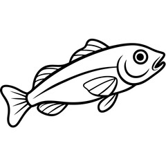 Minimalist Lanternfish Vector Line Art