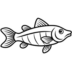Minimalist Lanternfish Vector Line Art