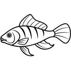 Minimalist Lanternfish Vector Line Art