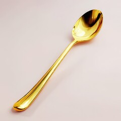 Shiny golden spoon utensil isolated on white background